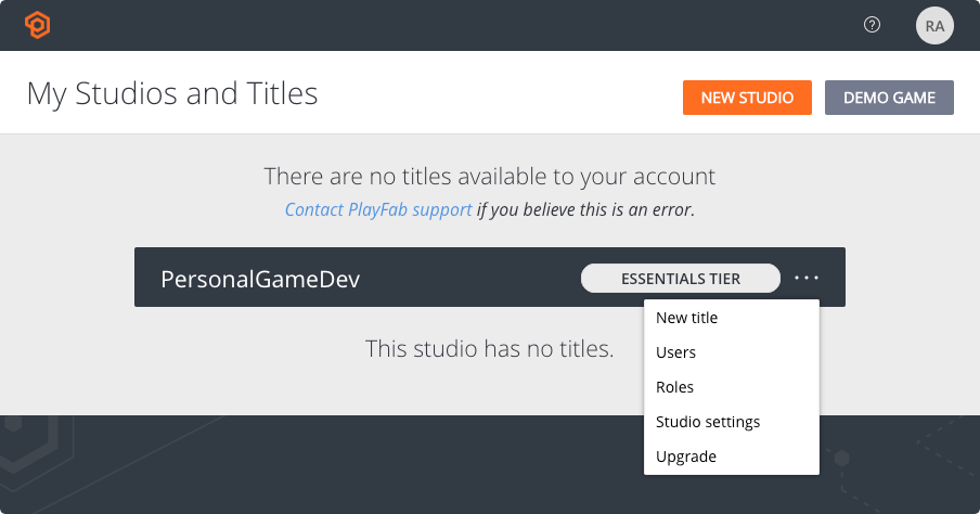 Create new Game Title