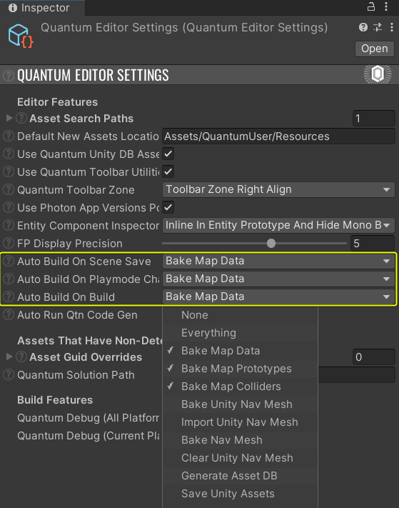 QuantumEditorSettings MapBaking