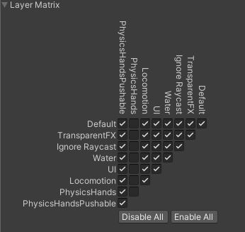 Quantum XR Collision matrix